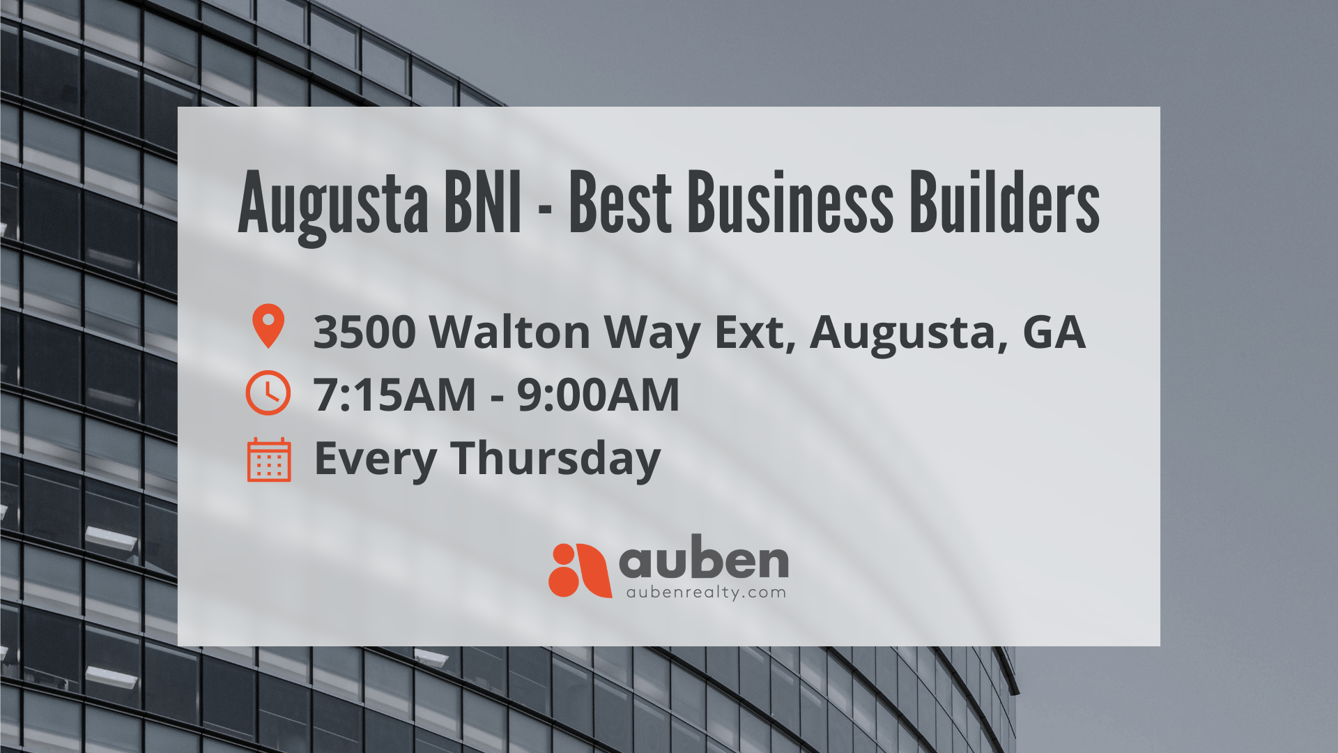 Augusta BNI - Best Business Builders meets every week to exchange warm and hot leads and network with fellow industry professionals.