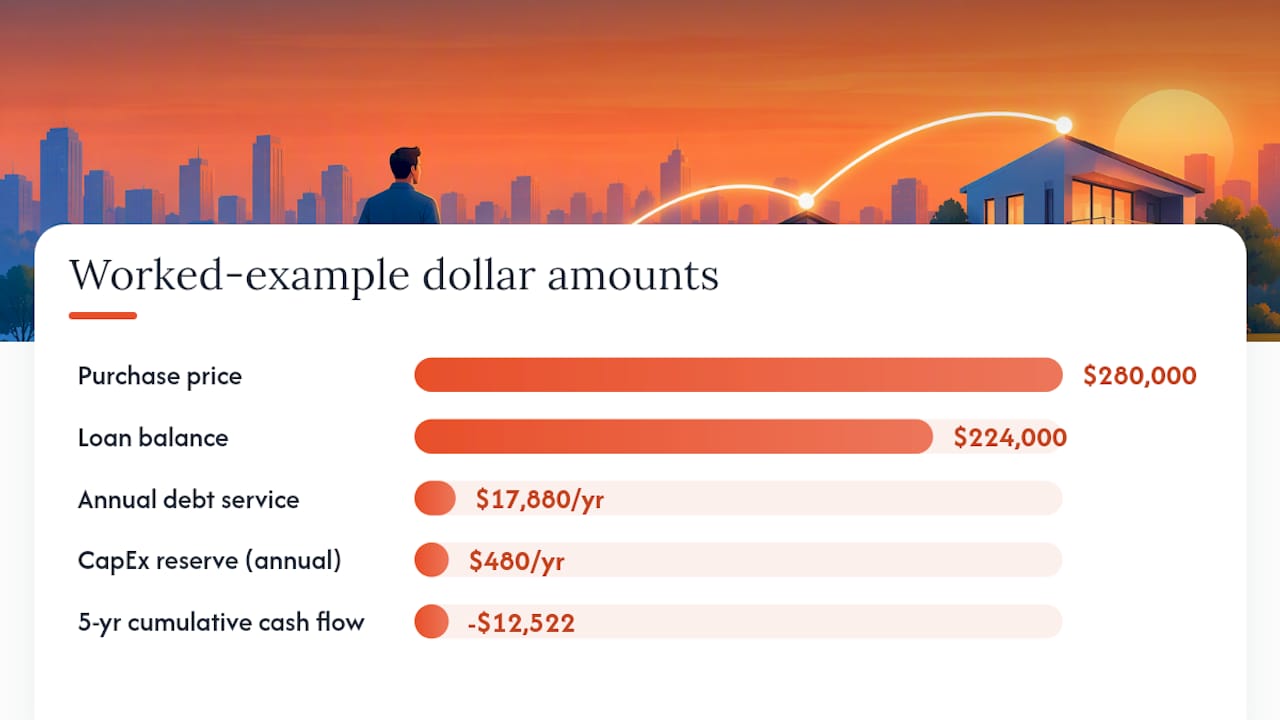 Five-year rental cash flow shortfall example