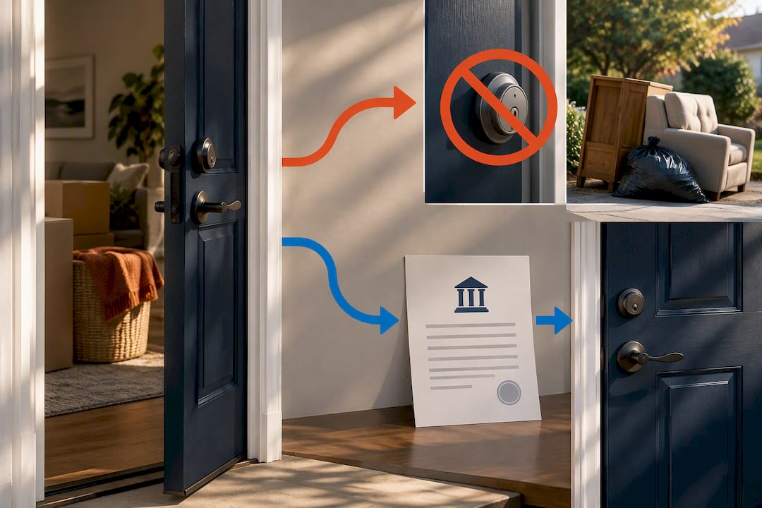Illustration of lawful reentry versus lockout