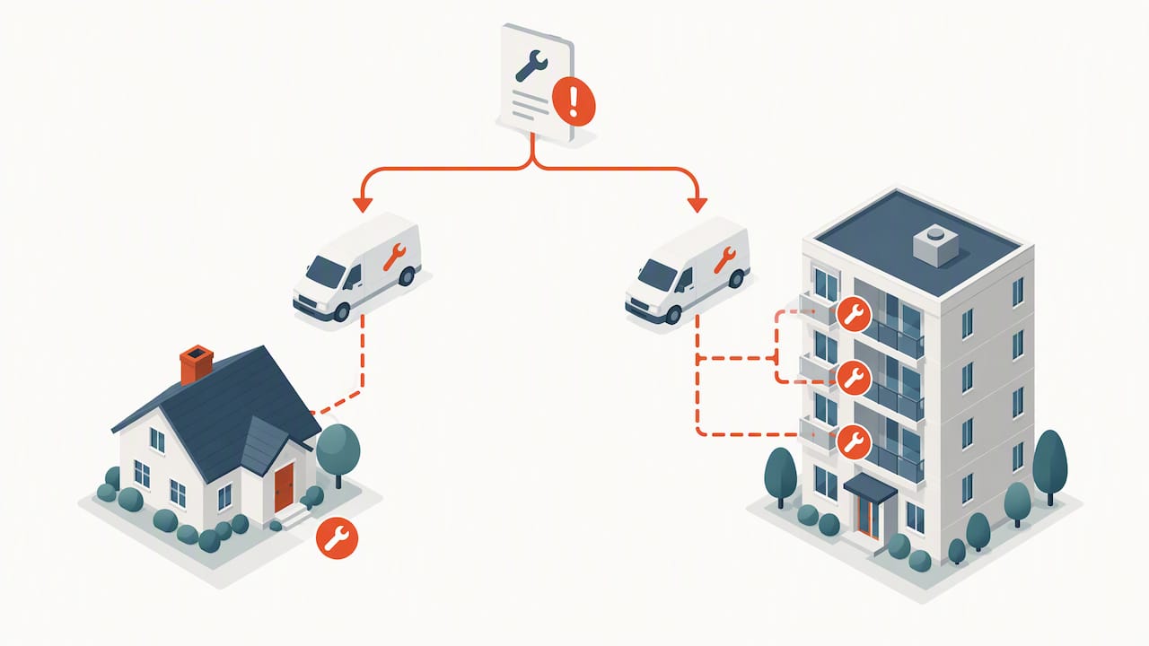 Illustration comparing property repair responses