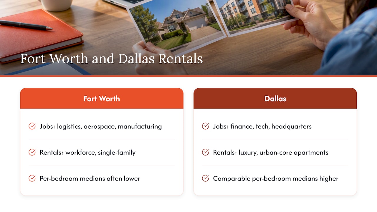 Fort Worth and Dallas rental demand comparison