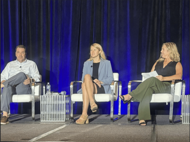 On stage at IMN's Build-to-Rent Fall in Dallas, from left, Brandon Hammond-Invitation Homes, Haley Keech- Roofstock and Kristen Brady- Auben.
